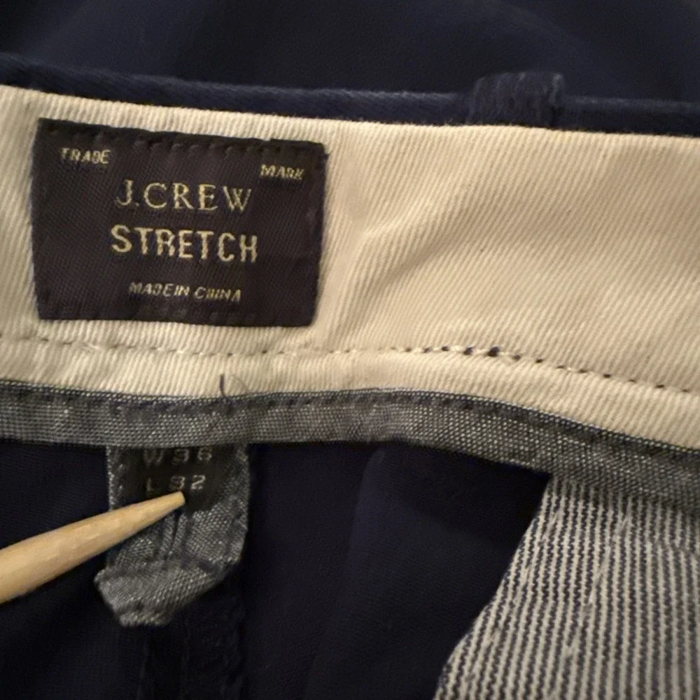 J Crew 1040 Stretch Pants Men's Navy 36x32 (Act 37x30) Flat Front Chino Straight